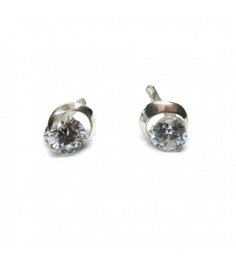 E000873 Sterling Silver Earrings With 9mm Cubic Zirconia Solid Hallmarked 925 Handmade